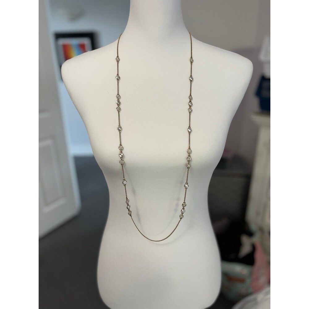 Vintage Givenchy Necklace Rhinestone and Gold Tone chain